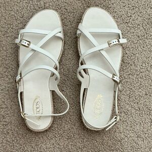 Tod's White Strappy Sandals